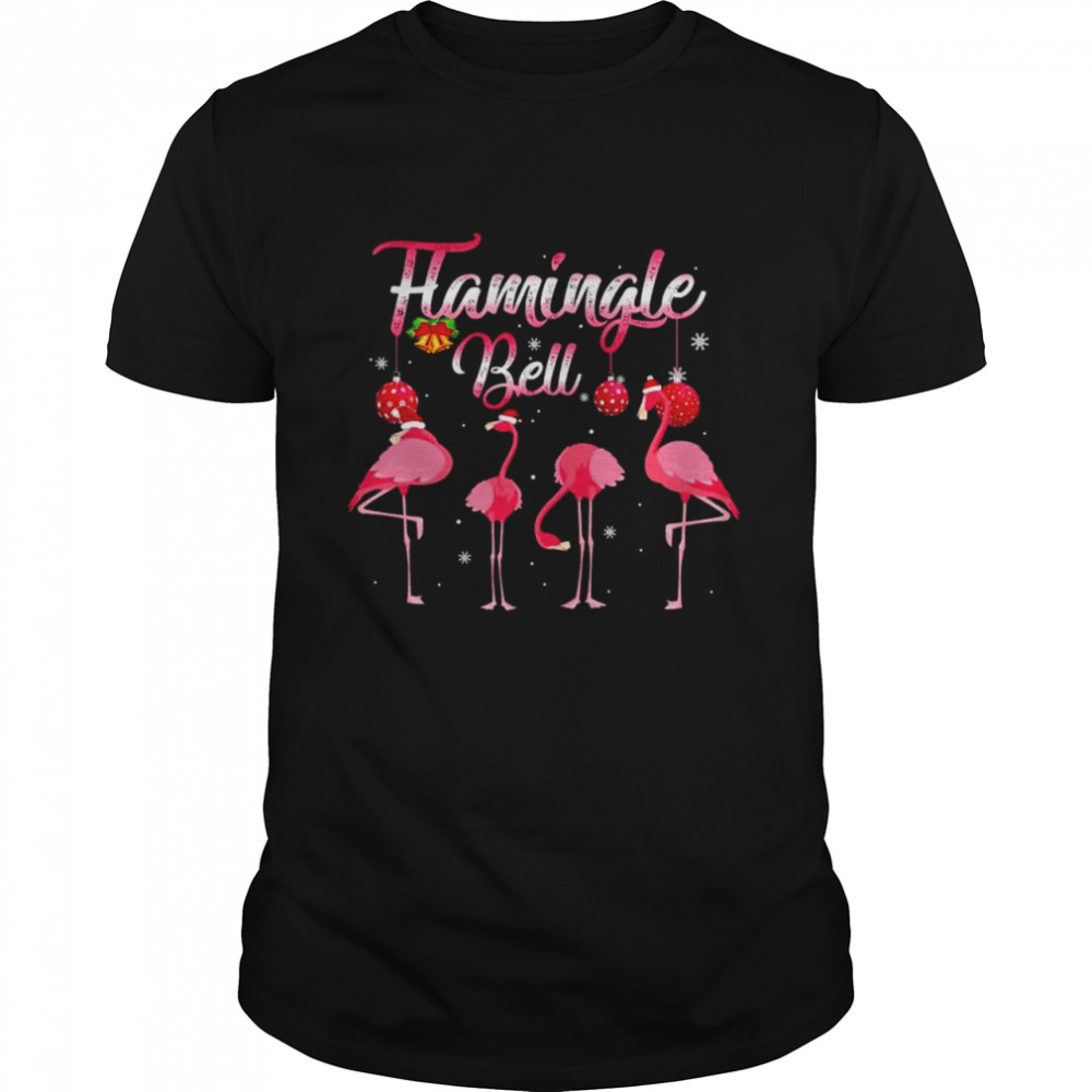 Flamingle Bell Pink Flamingo Christmas shirt