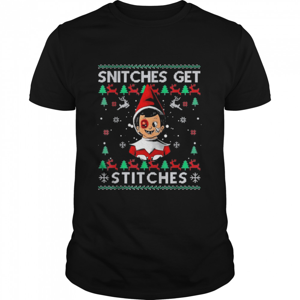 Premium Snitches Get Stitches Christmas Ugly Sweater T-Shirt