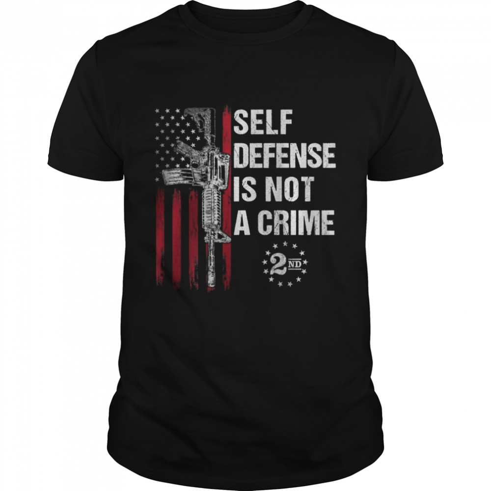Self defense is Not a Crime Gun Rights AR-15 American Flag T-Shirt