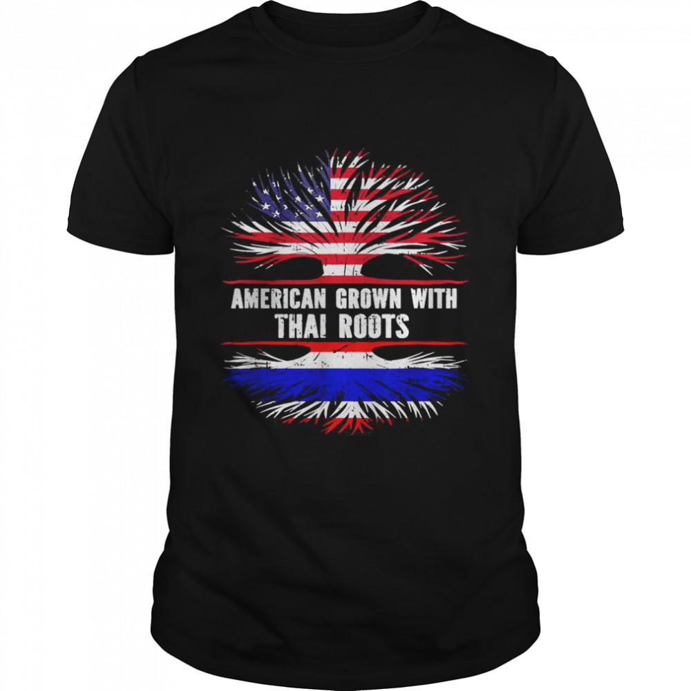 American Grown with Thai Roots USA Flag Thailand T-Shirt