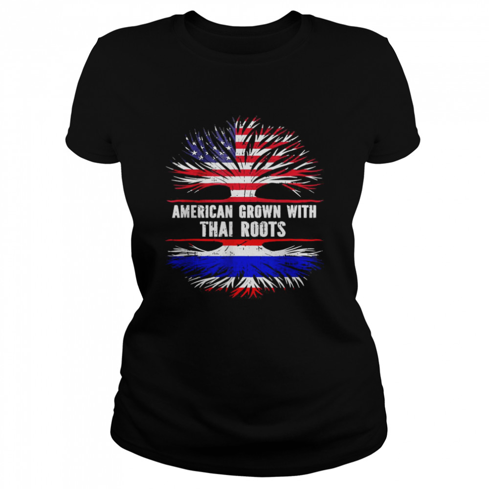 American Grown with Thai Roots USA Flag Thailand T- Classic Women's T-shirt