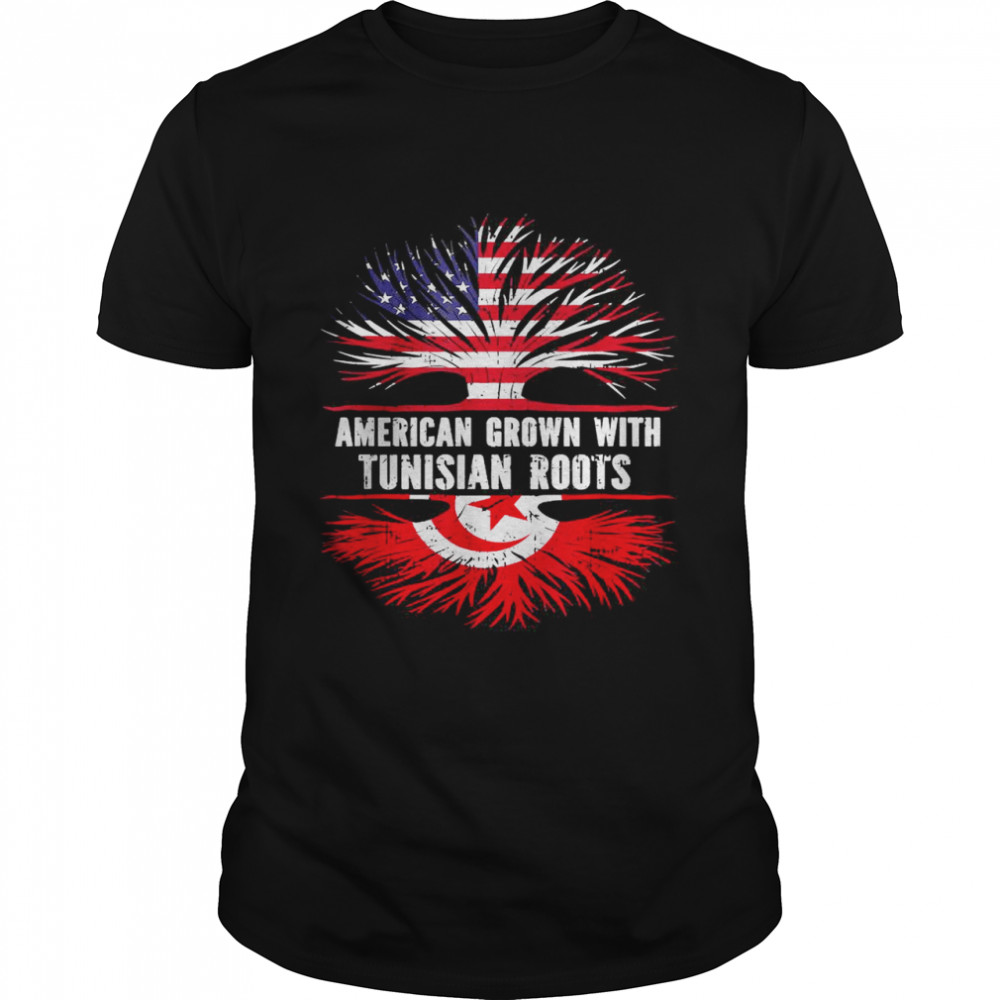 American Grown with Tunisian Roots USA Flag Tunisia T-Shirt