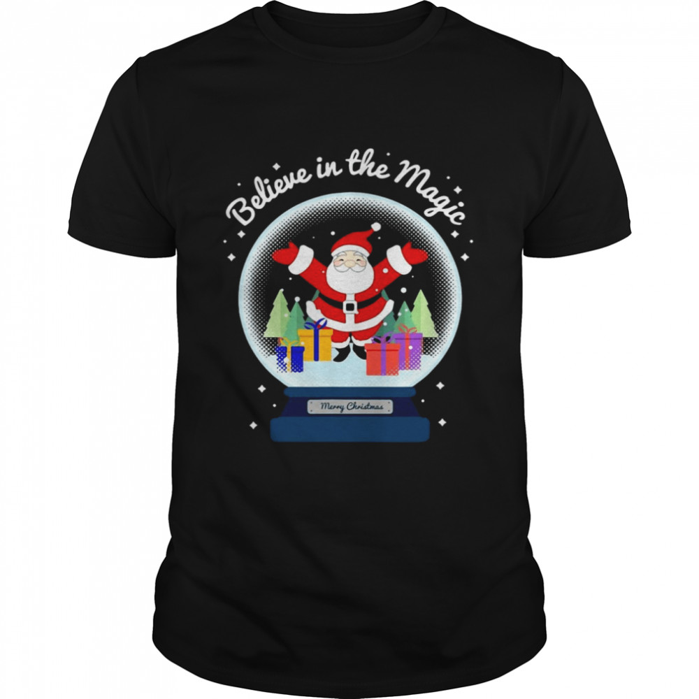 Believe In The Magic Merry Christmas Santa Snow Globe Decor Sweater Shirt