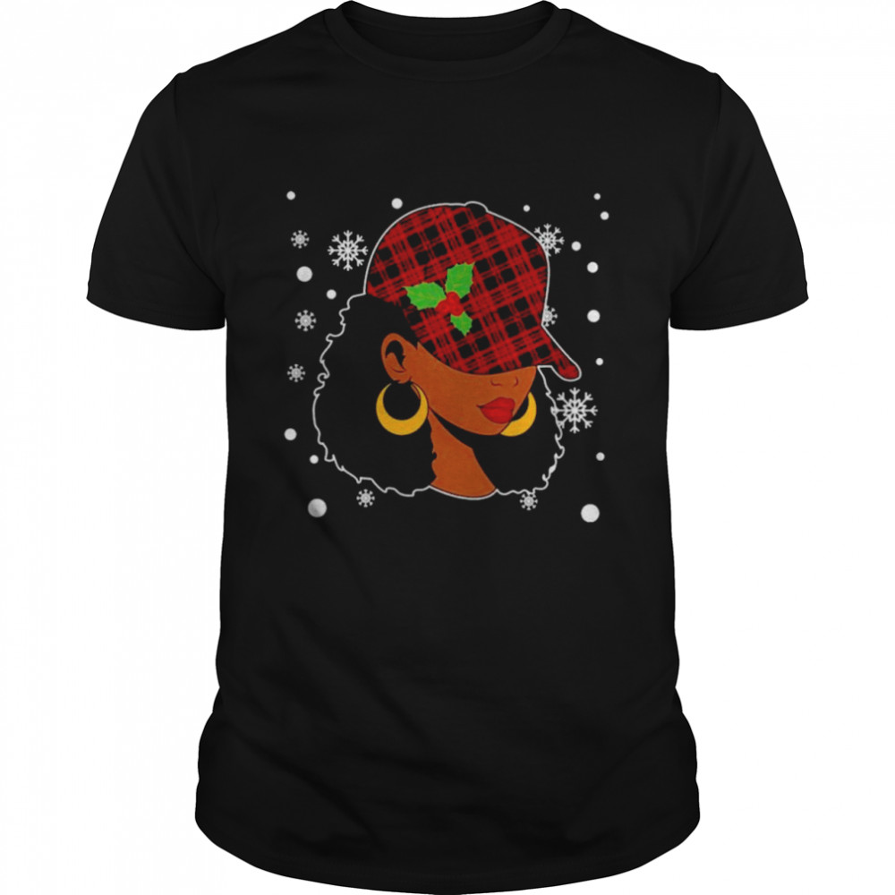 Black African American Santa Hat Red Plaid Melanin shirt