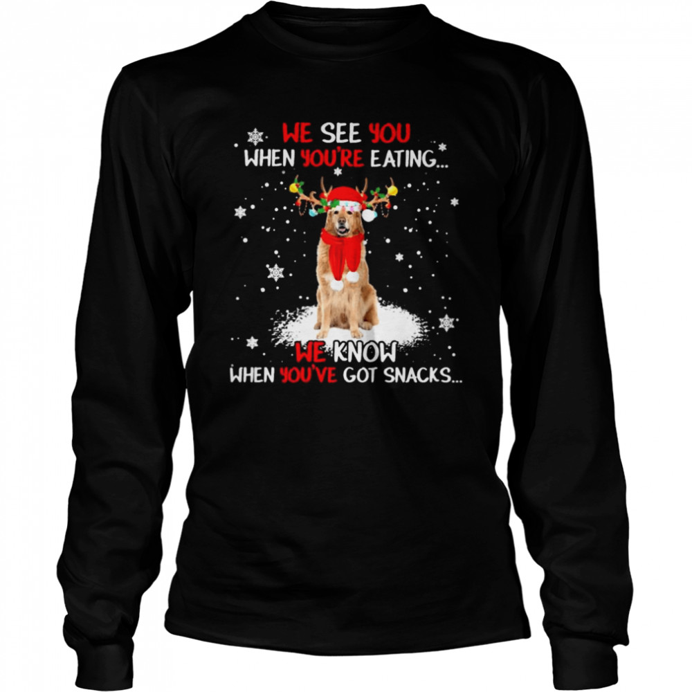 Hovawart we see You when youre eating we know when youre got snacks Christmas shirt Long Sleeved T-shirt
