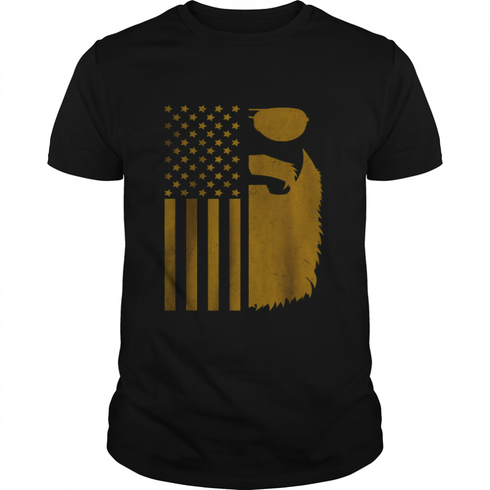 Patriotic US Flag Beard And Sunglasses For Men With Beards T- Classic Men's T-shirt