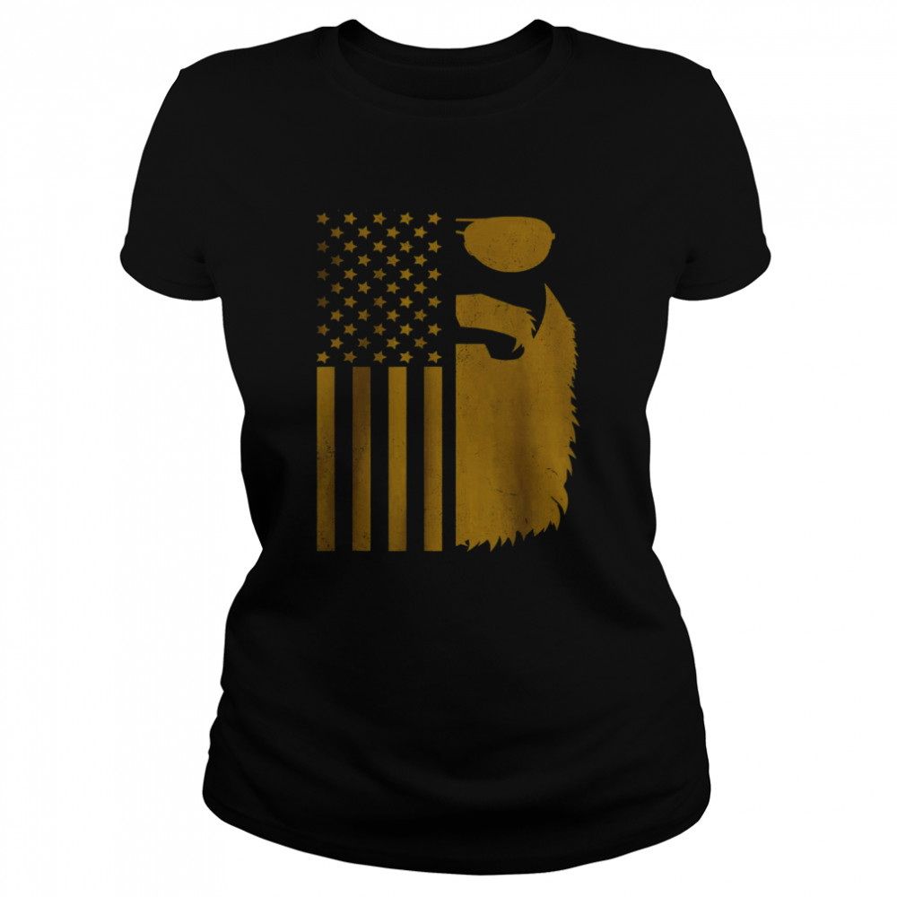 Patriotic US Flag Beard And Sunglasses For Men With Beards T- Classic Women's T-shirt