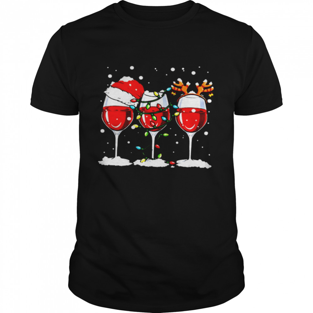 Wine Santa Light Reindeer Shirt