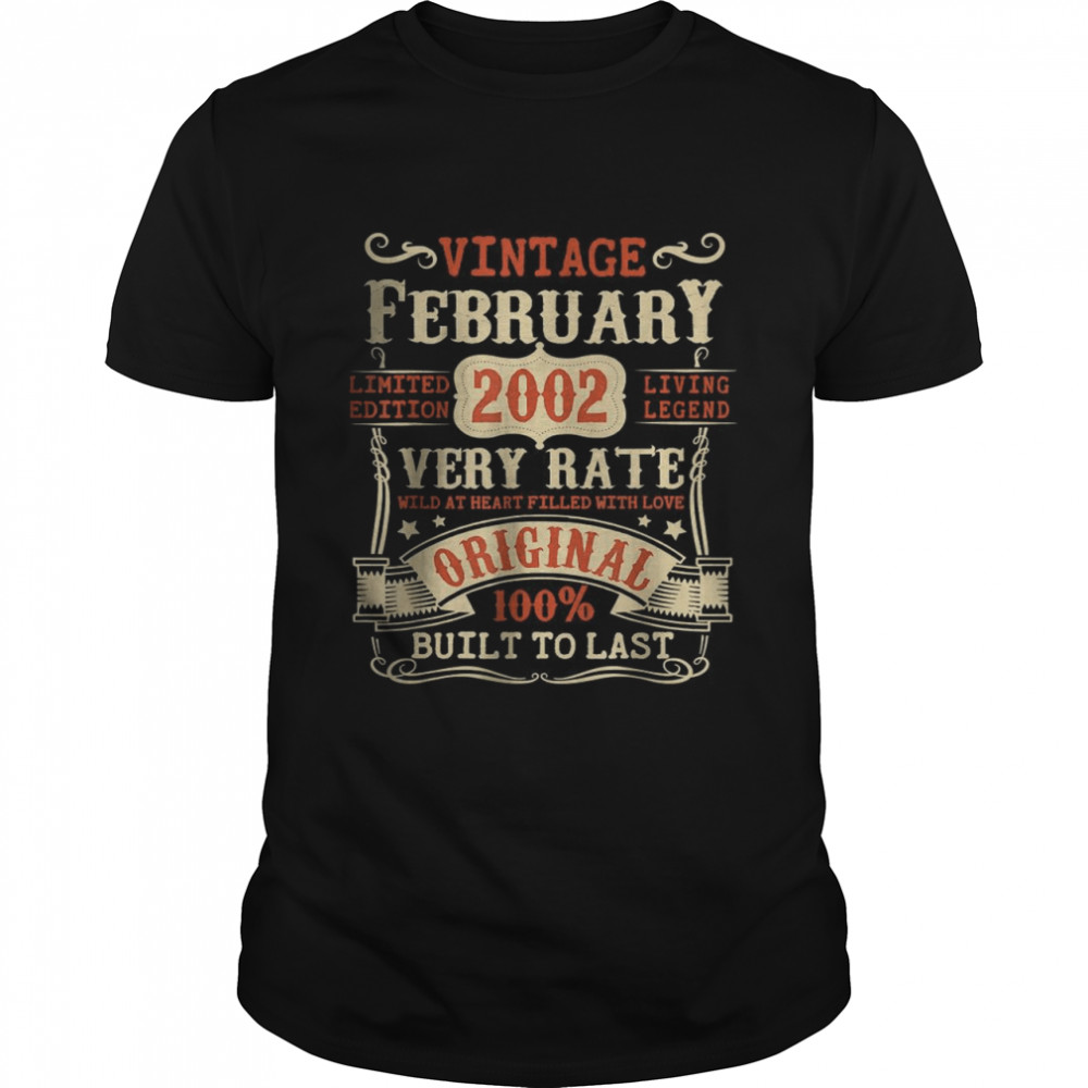 20 Year Old 20th Birthday Gifts Vintage February 2002 T-Shirt