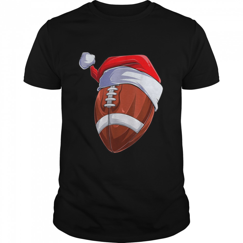 Football Christmas With Santa Hat Football Christmas Shirt
