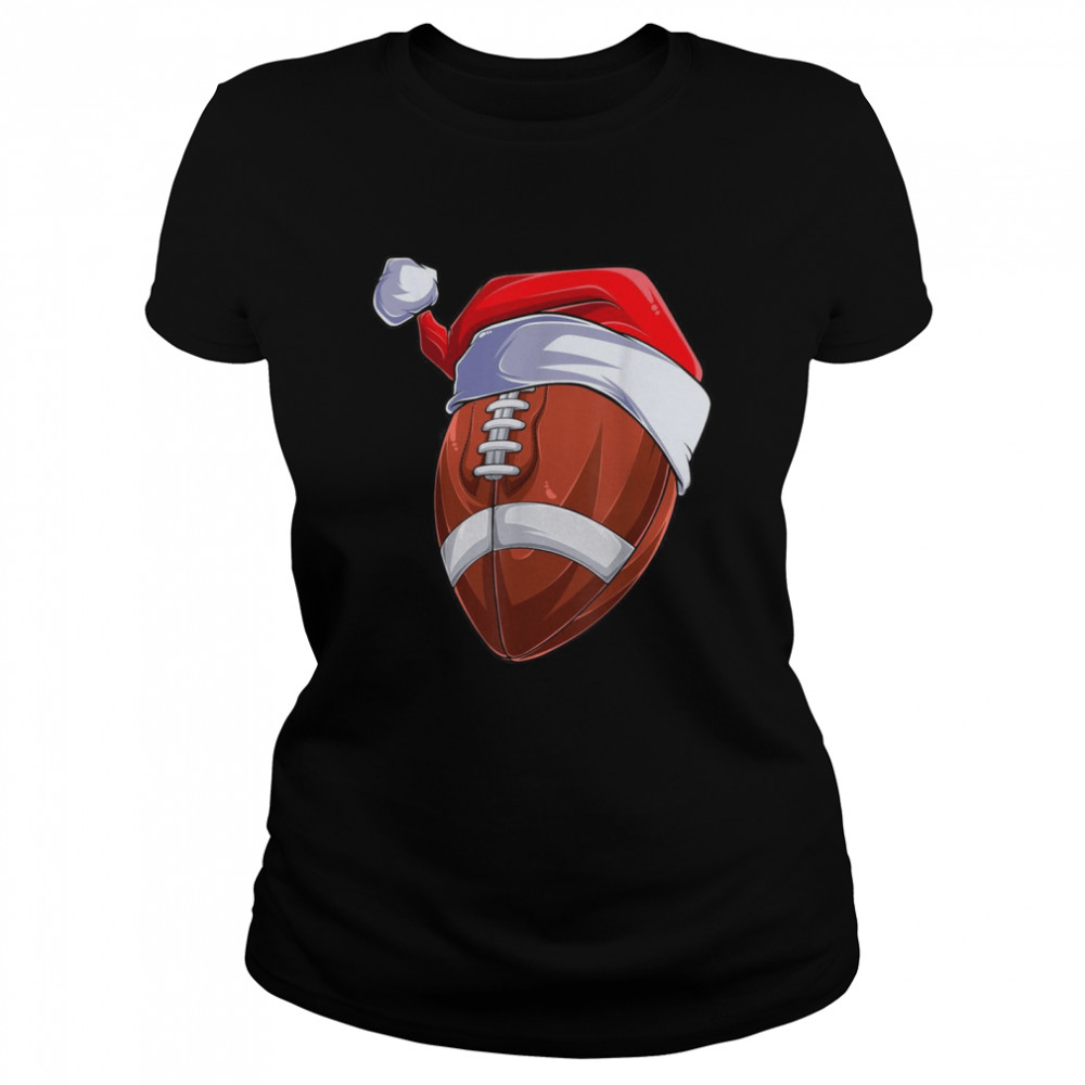 Football Christmas With Santa Hat Football Christmas Classic Women's T-shirt
