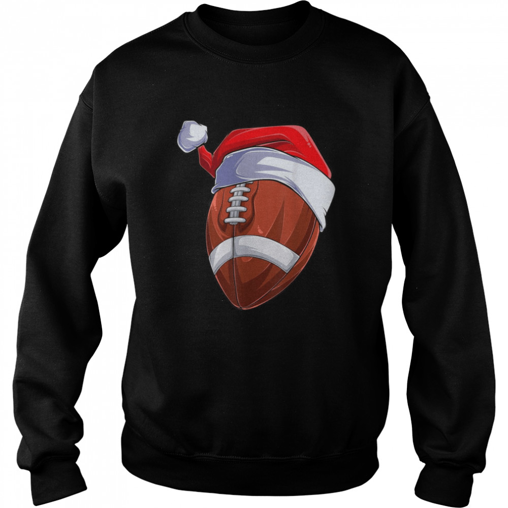 Football Christmas With Santa Hat Football Christmas Unisex Sweatshirt
