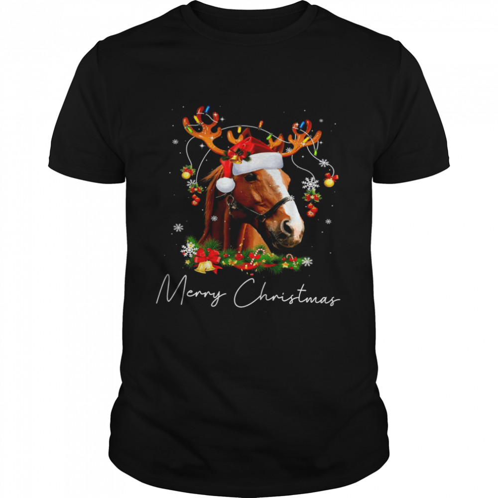 Horse Reindeer Merry Christmas Shirt