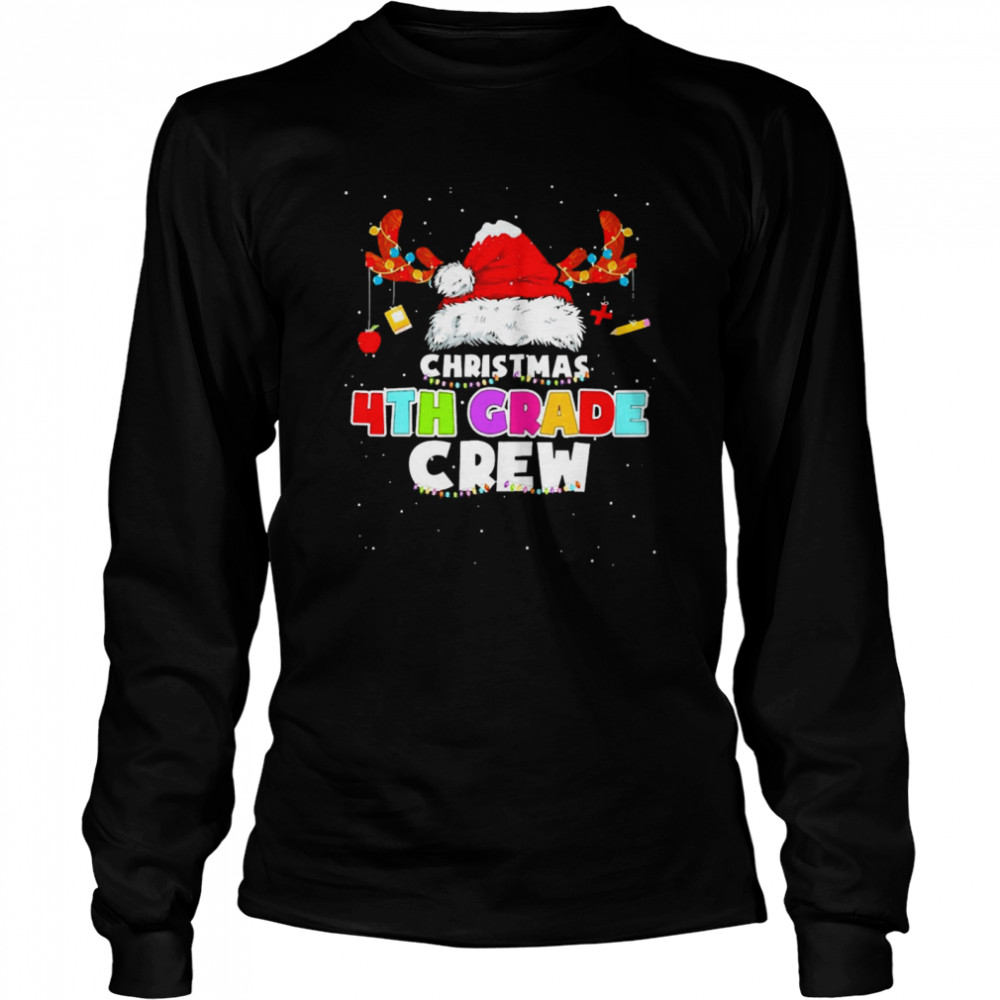 Santa Hat Christmas 4th Grade Crew Sweater  Long Sleeved T-shirt