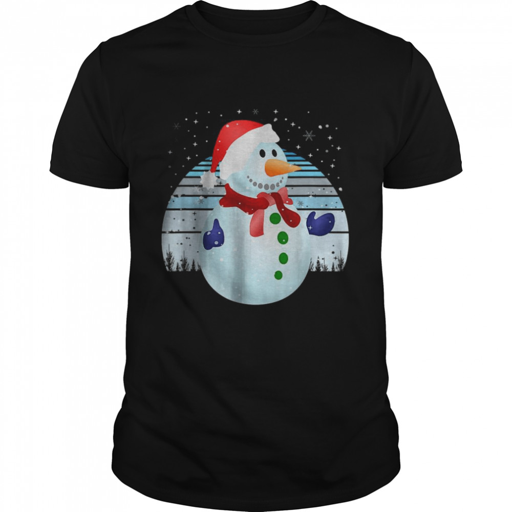 Snowman Vintage Sunset Winter Family Christmas Pajama T-Shirt