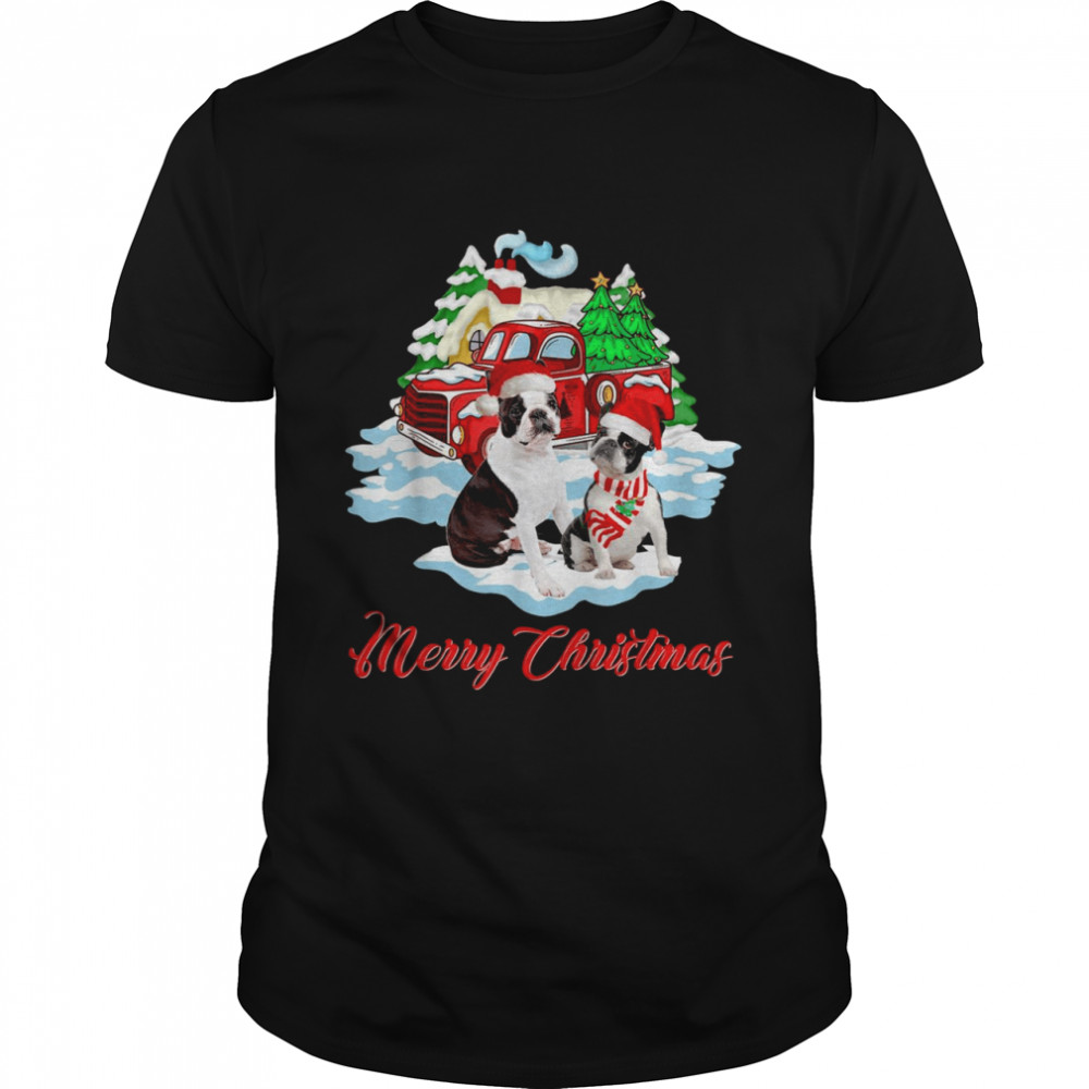 Merry Christmas Santa Boston Terrier Dog Christmas Shirt