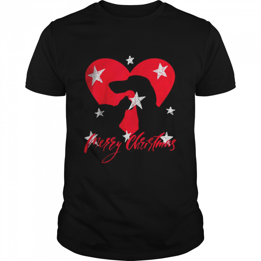 Merry Weiner Christmas Dog Cat Lover Heart T-Shirt