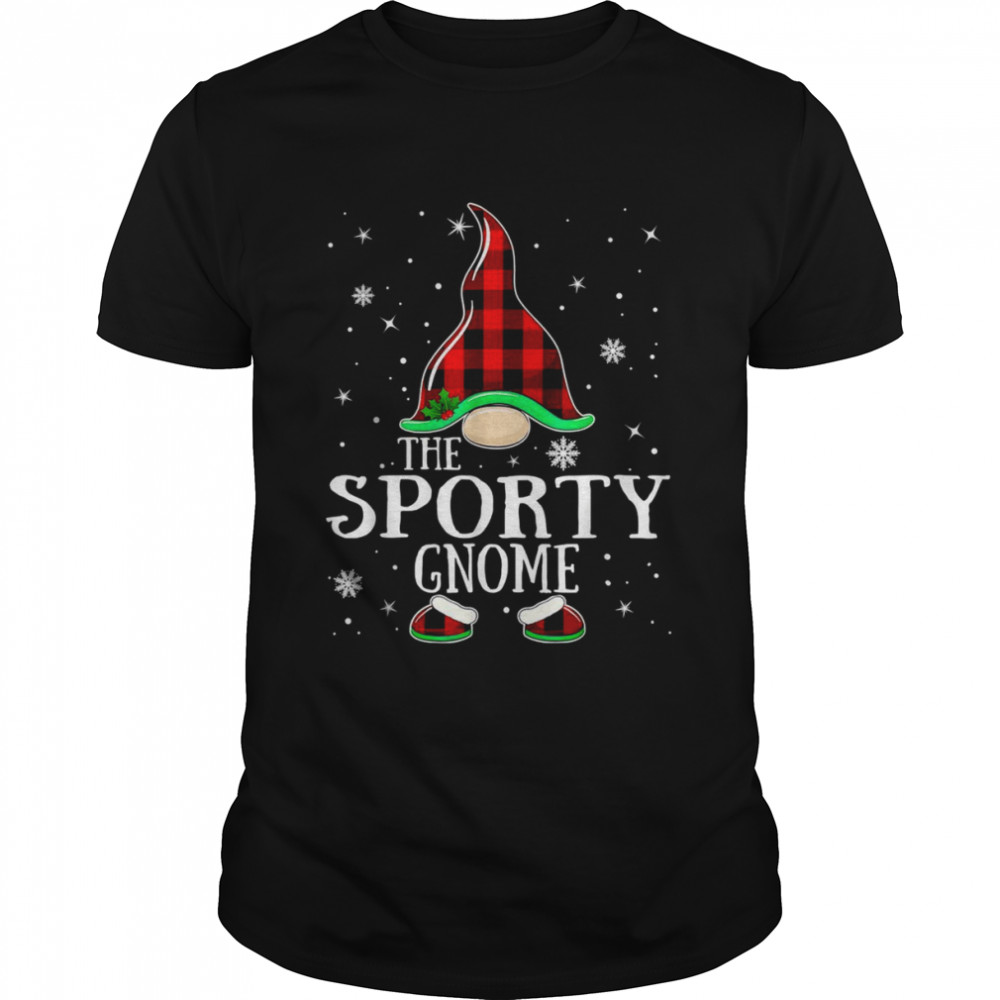 Sporty Gnome Buffalo Plaid Matching Family Christmas Pajama Shirt