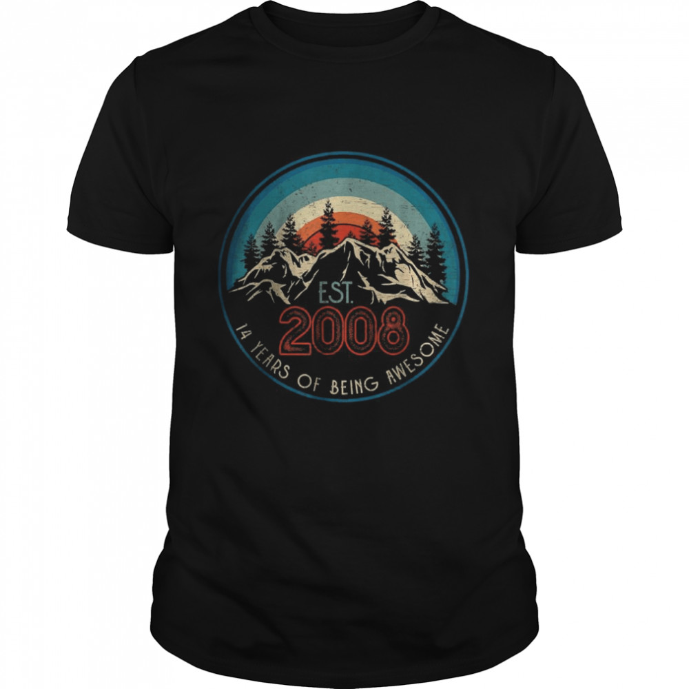 Vintage EST 2008 14 years Of Being Awesome T-Shirt