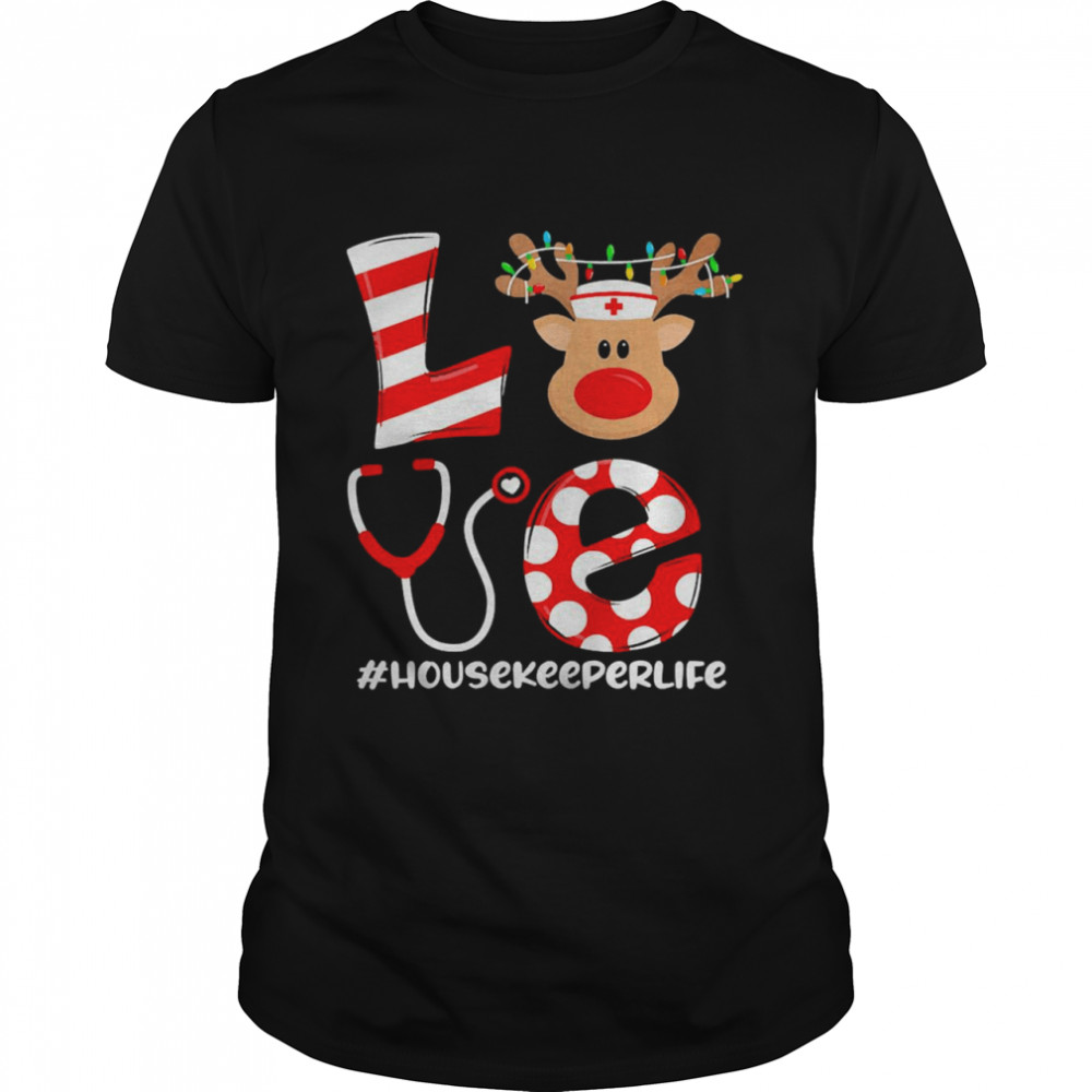 Christmas Nurse Love Housekeeper Santa Reindeer Nurse Hat Elf Sweater Shirt