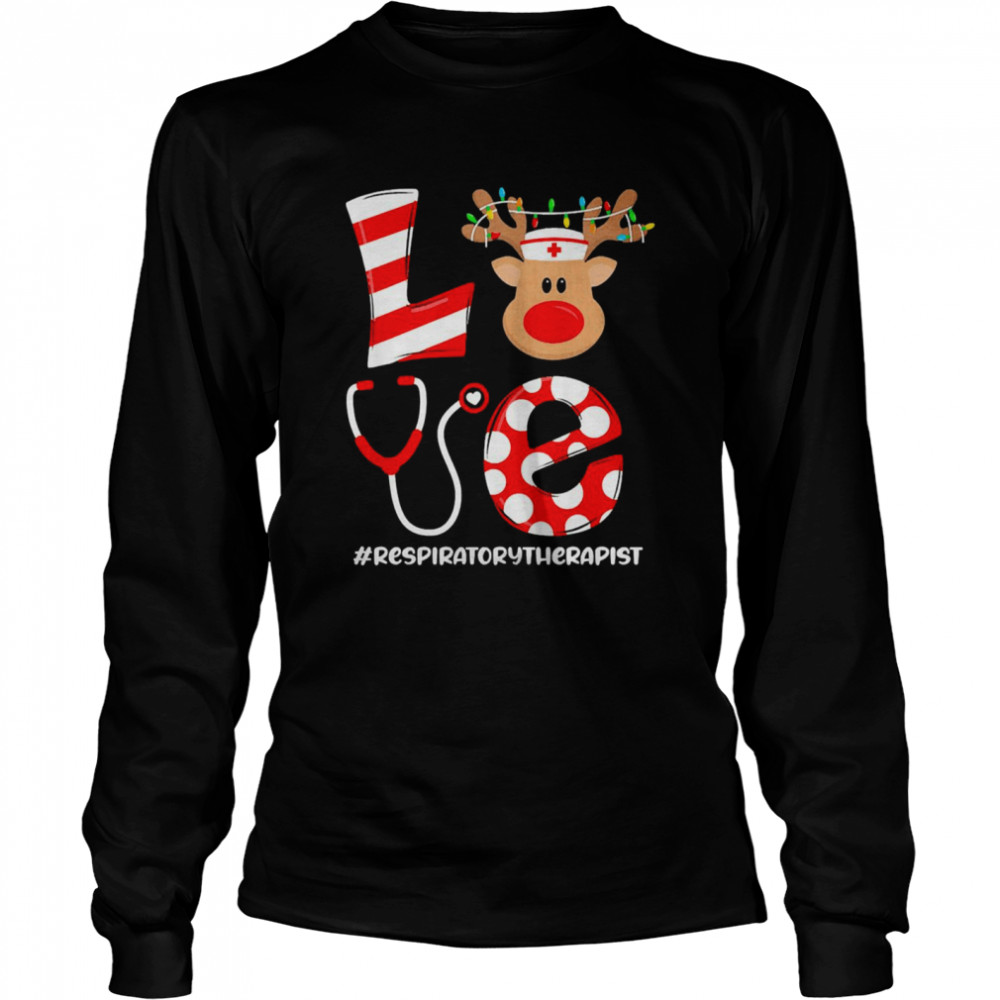 Christmas Nurse Love Respiratory Therapist Santa Reindeer Nurse Hat Elf Sweater  Long Sleeved T-shirt