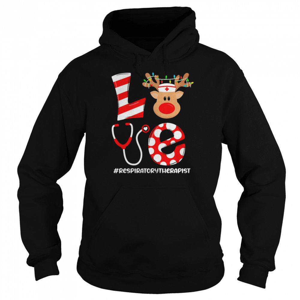 Christmas Nurse Love Respiratory Therapist Santa Reindeer Nurse Hat Elf Sweater  Unisex Hoodie