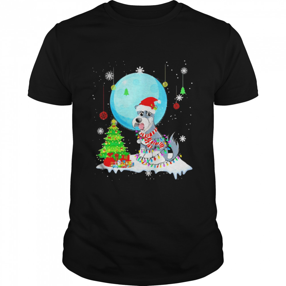 Schnauzer Christmas Dog Lights Sweater  Classic Men's T-shirt