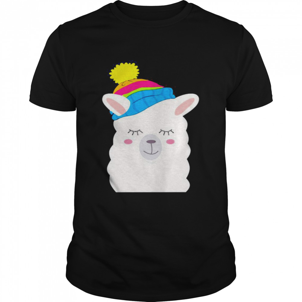 Winter Llama with Alpaca Christmas Hat Sweater Shirt