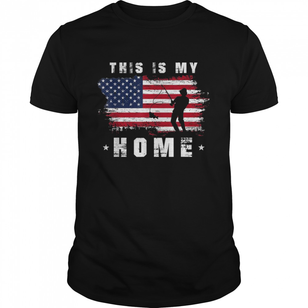 USA Fishing In The Wild This Is My Home US Flag Shirt