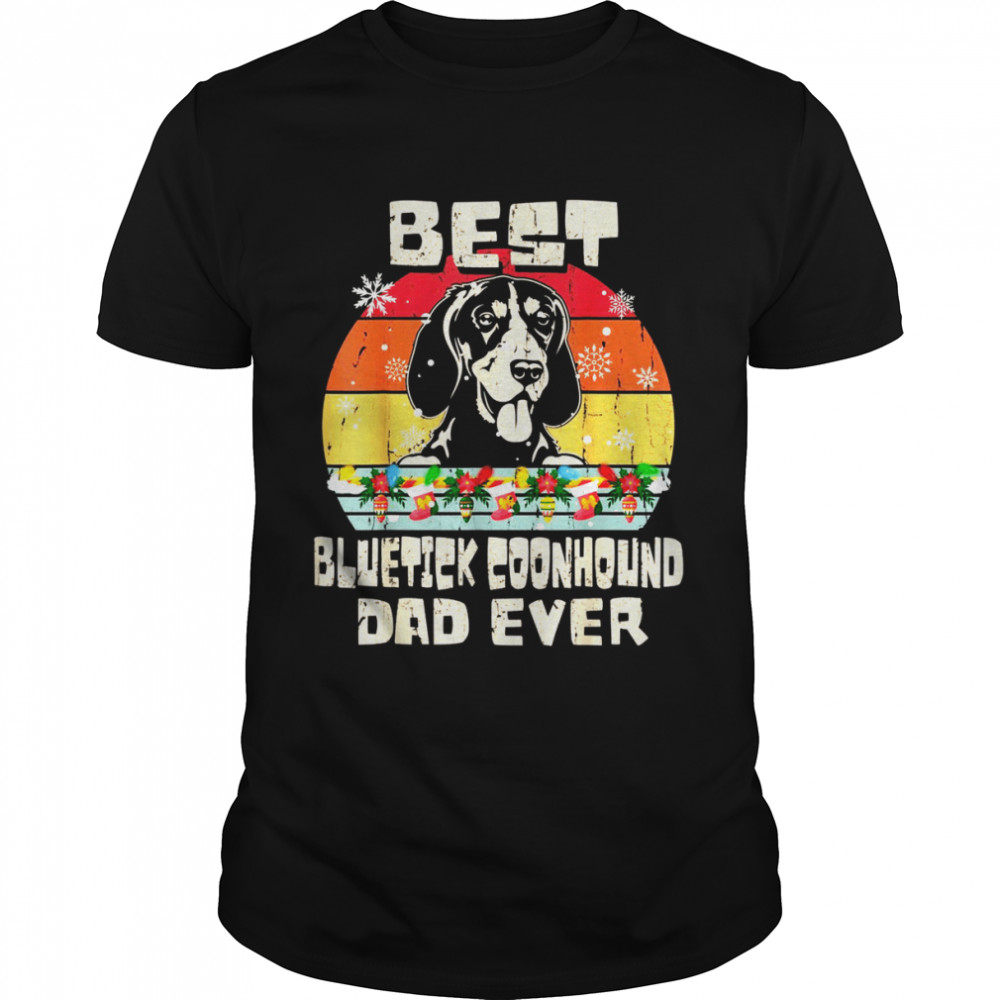 Mens Best Bluetick Coonhound Dad Ever Retro Christmas Party Style Shirt