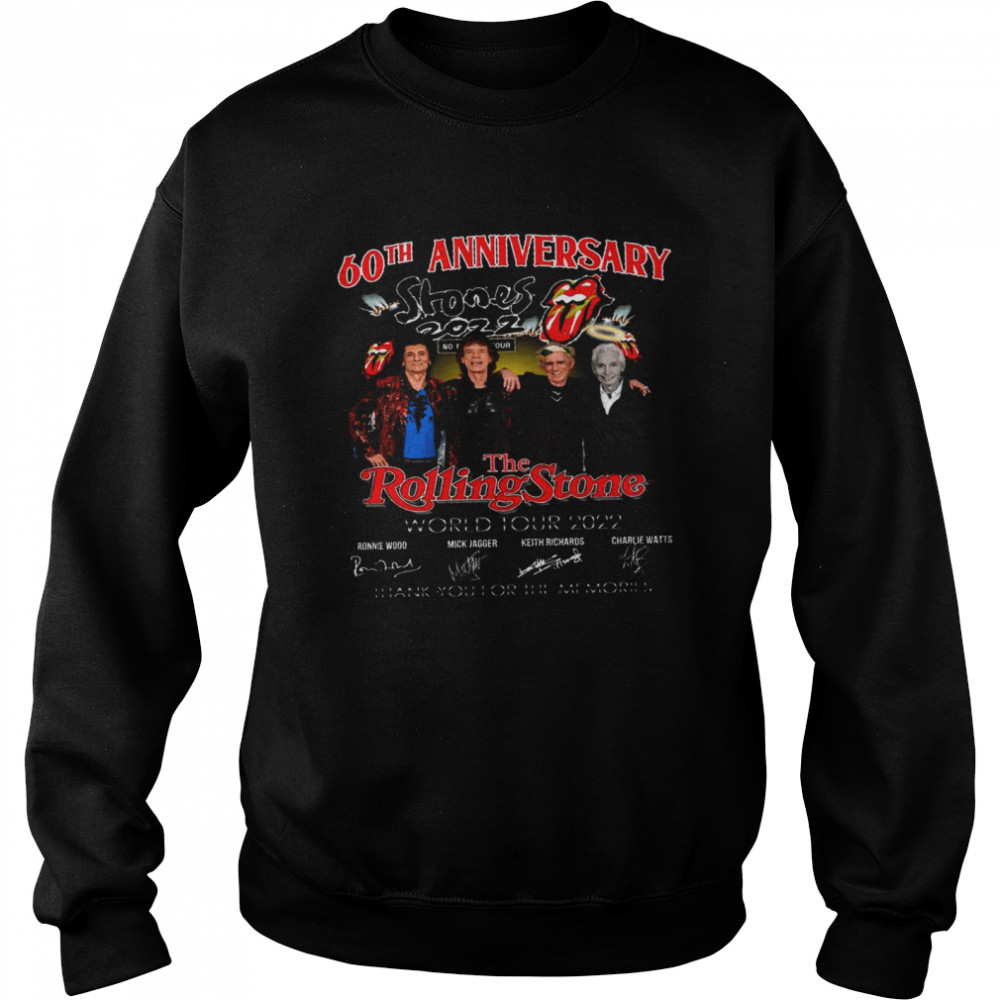 60th anniversary the rolling stone world tour 2022 thank you for the memories shirt Unisex Sweatshirt