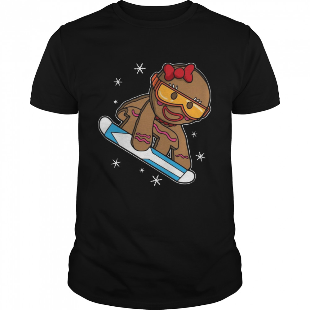 Christmas Snowboarding Gingerbread Girl Shirt