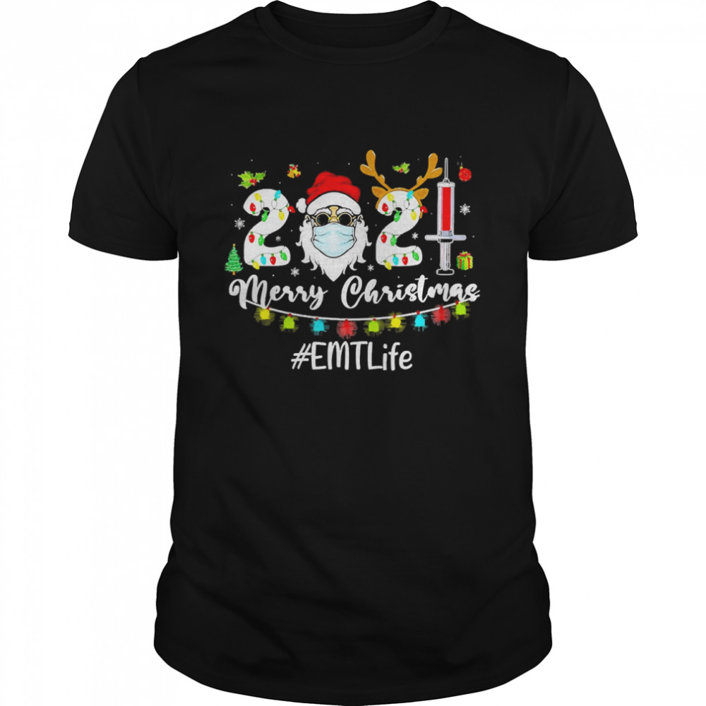 Santa Claus Face Mask 2021 Merry Christmas EMT Life Sweater Shirt