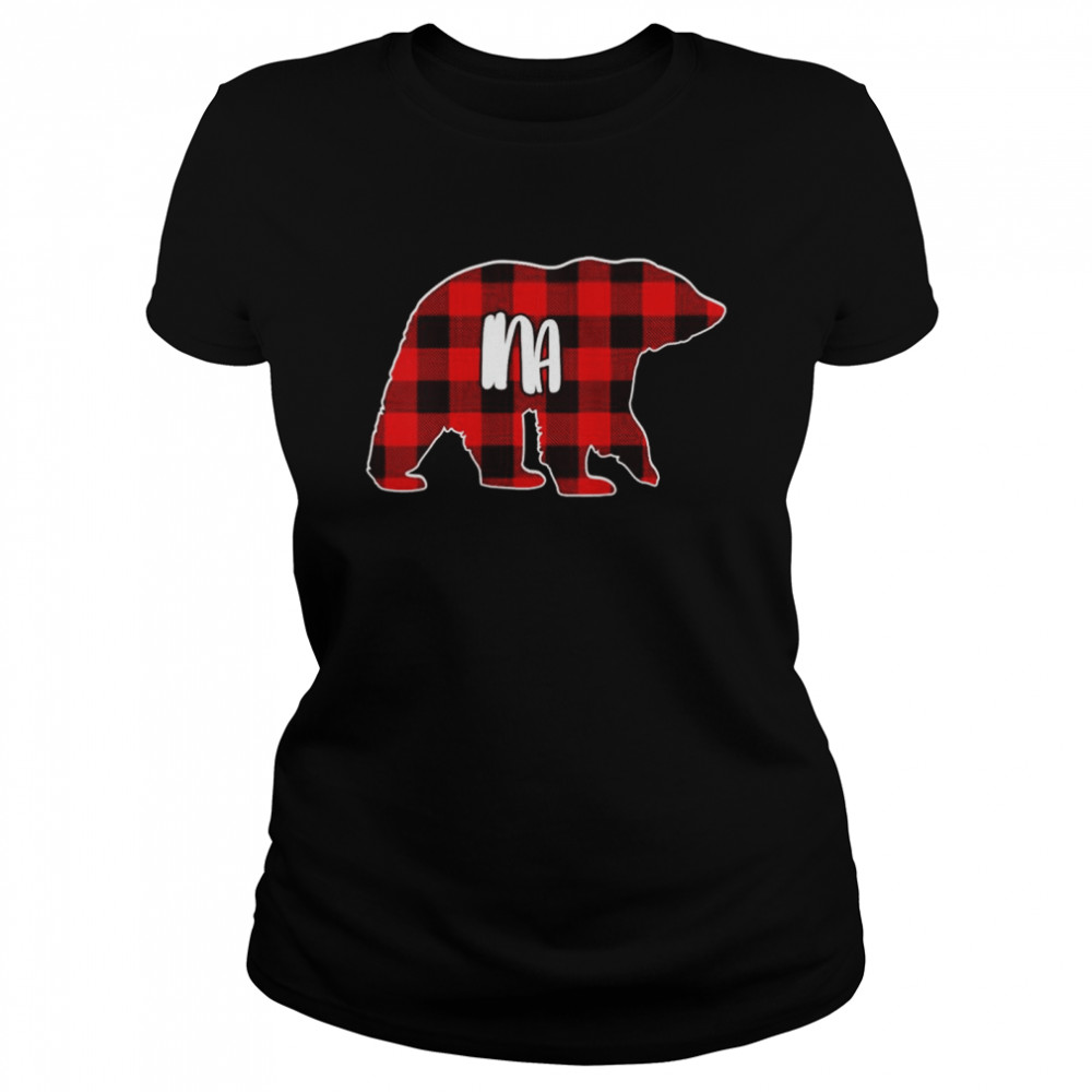 Ina Bear Custom Red Buffalo Plaid Christmas Pajama  Classic Women's T-shirt