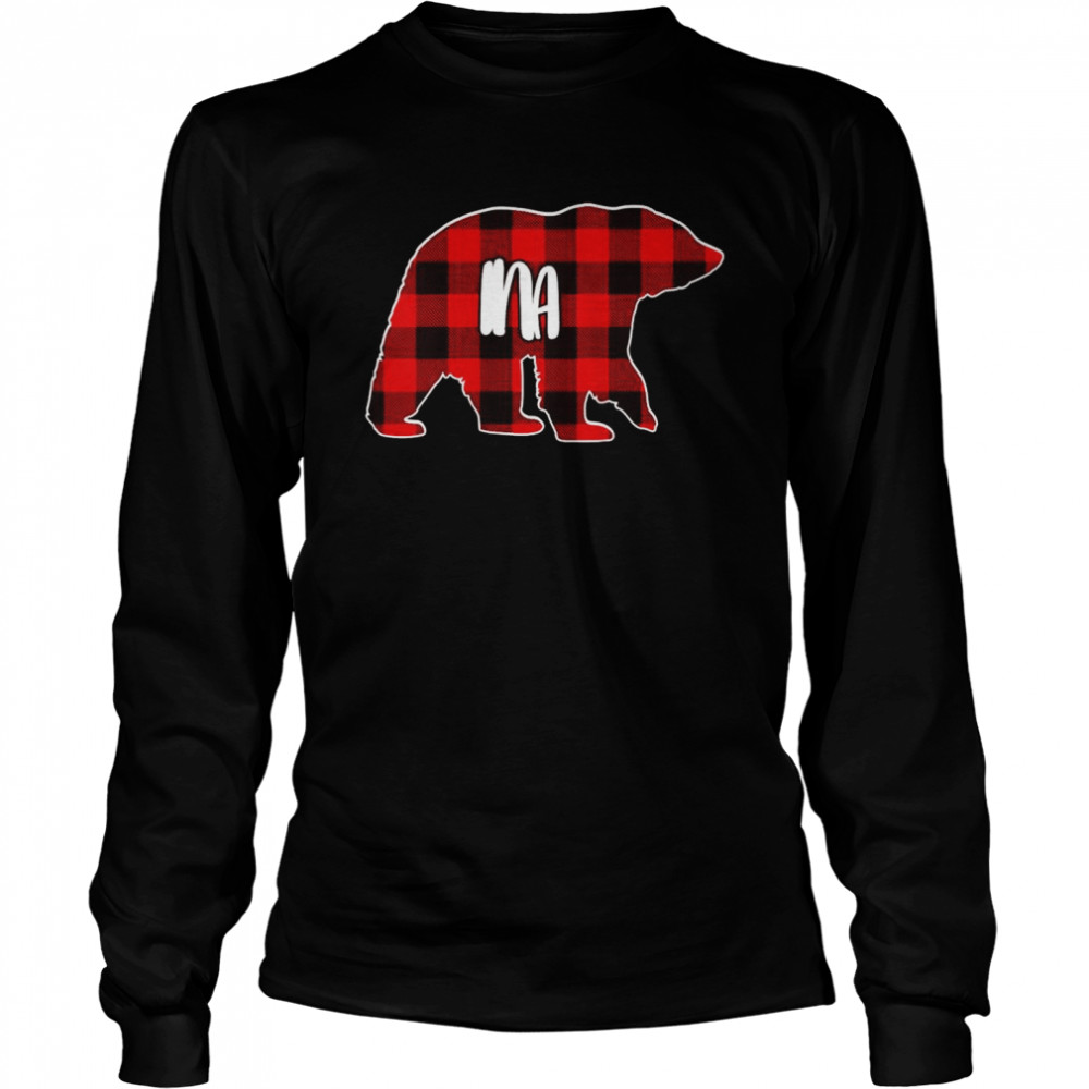 Ina Bear Custom Red Buffalo Plaid Christmas Pajama  Long Sleeved T-shirt