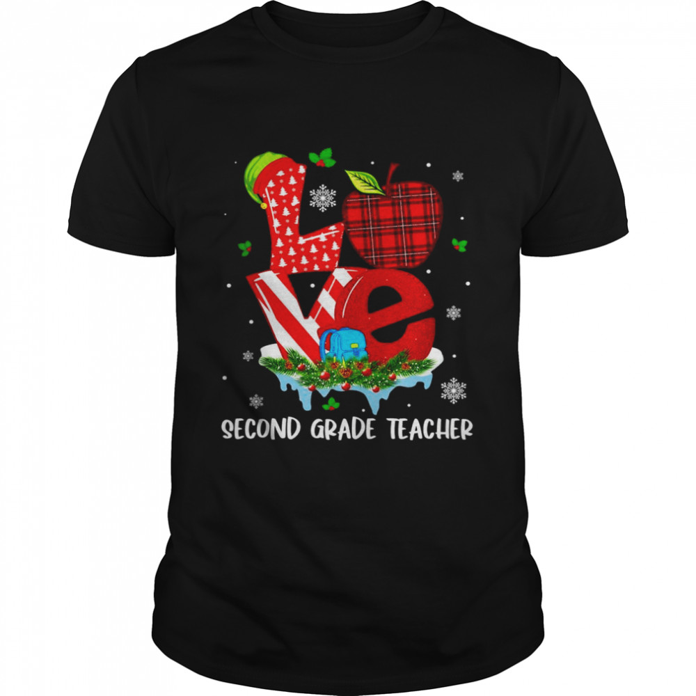 Love 2nd Grade Teacher Student Pajama Christmas Holiday  Classic Men's T-shirt