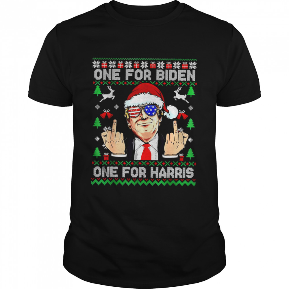 Santa Trump One For Anti Biden Ugly Christmas Shirt