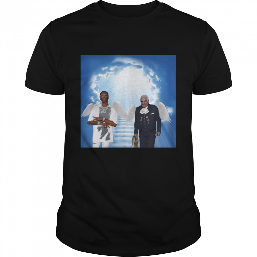 Young Dolph and Vicente Fernández in heaven shirt
