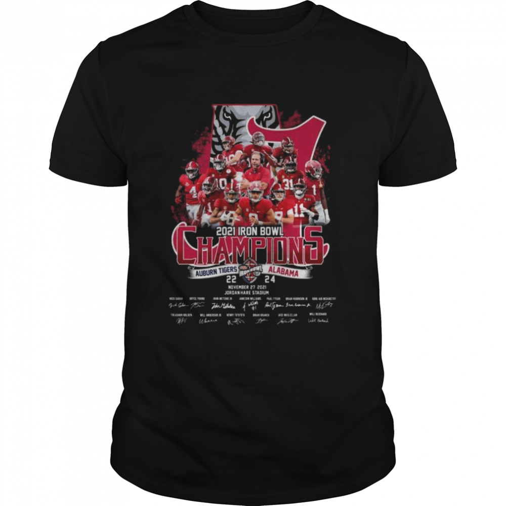 Alabama Crimson Tide 2021 Iron Bowl Champions Auburn Tiger Vs Alabama signatures shirt