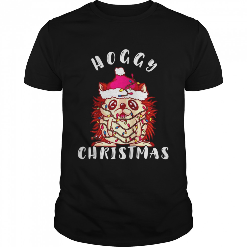 Hedgehog Merry Christmas Santa Hat Xmas Spiked Animal Shirt