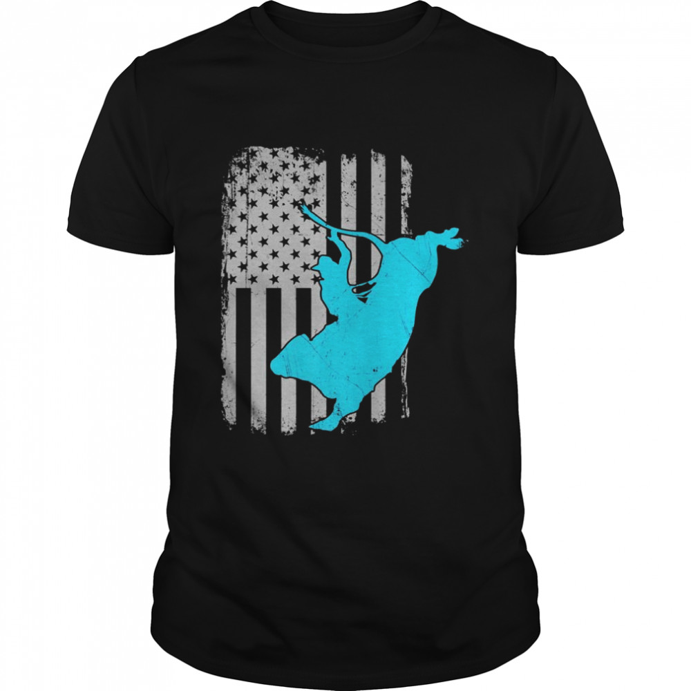 Bull Riding Rodeo Cowboy Vintage American Flag Shirt