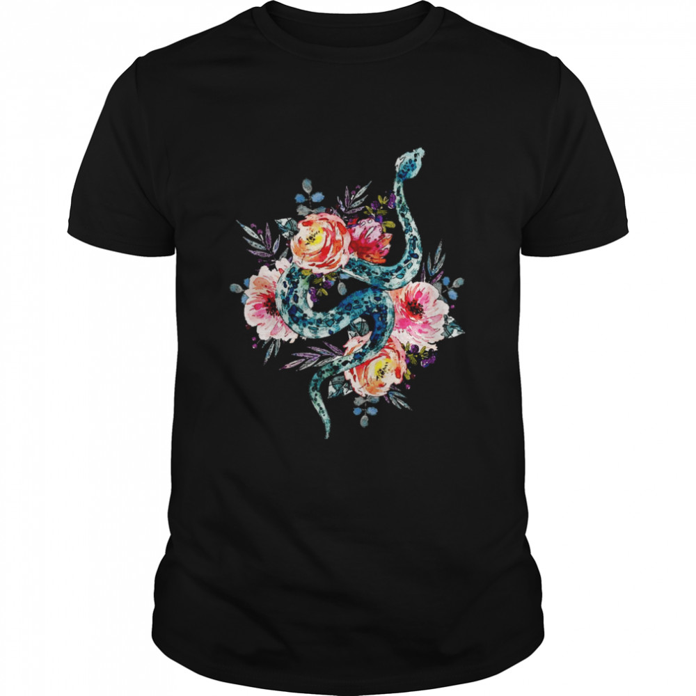 Flower and Snake Vintage Snake and Flowers Art Shirt
