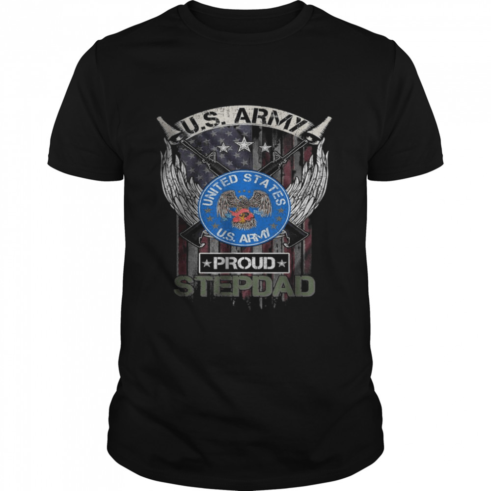 Vintage USA American Flag US Army Proud Stepdad T-Shirt