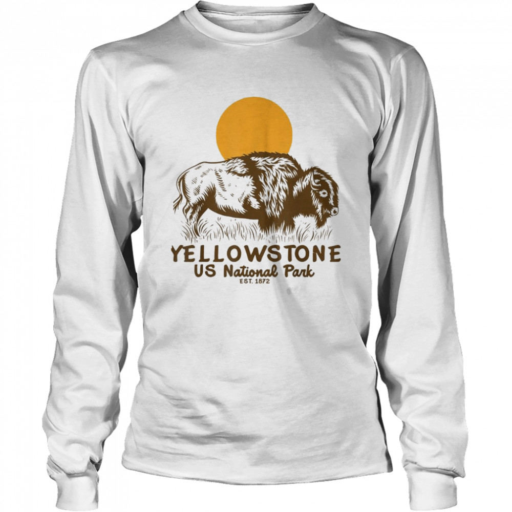 Yellowstone US National Park Bison Buffalo Souvenir T- Long Sleeved T-shirt
