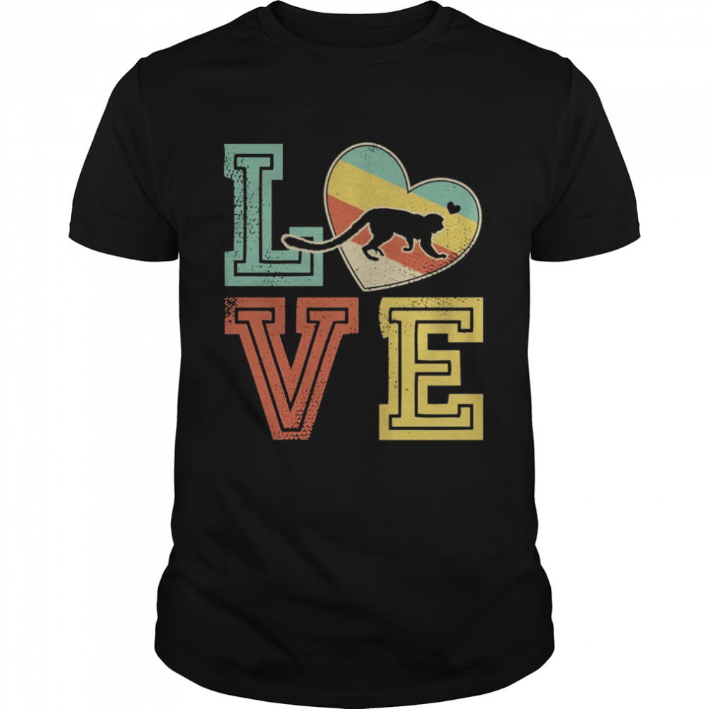 Vintage Retro Love Monkey Animals Couple Valentines  Classic Men's T-shirt