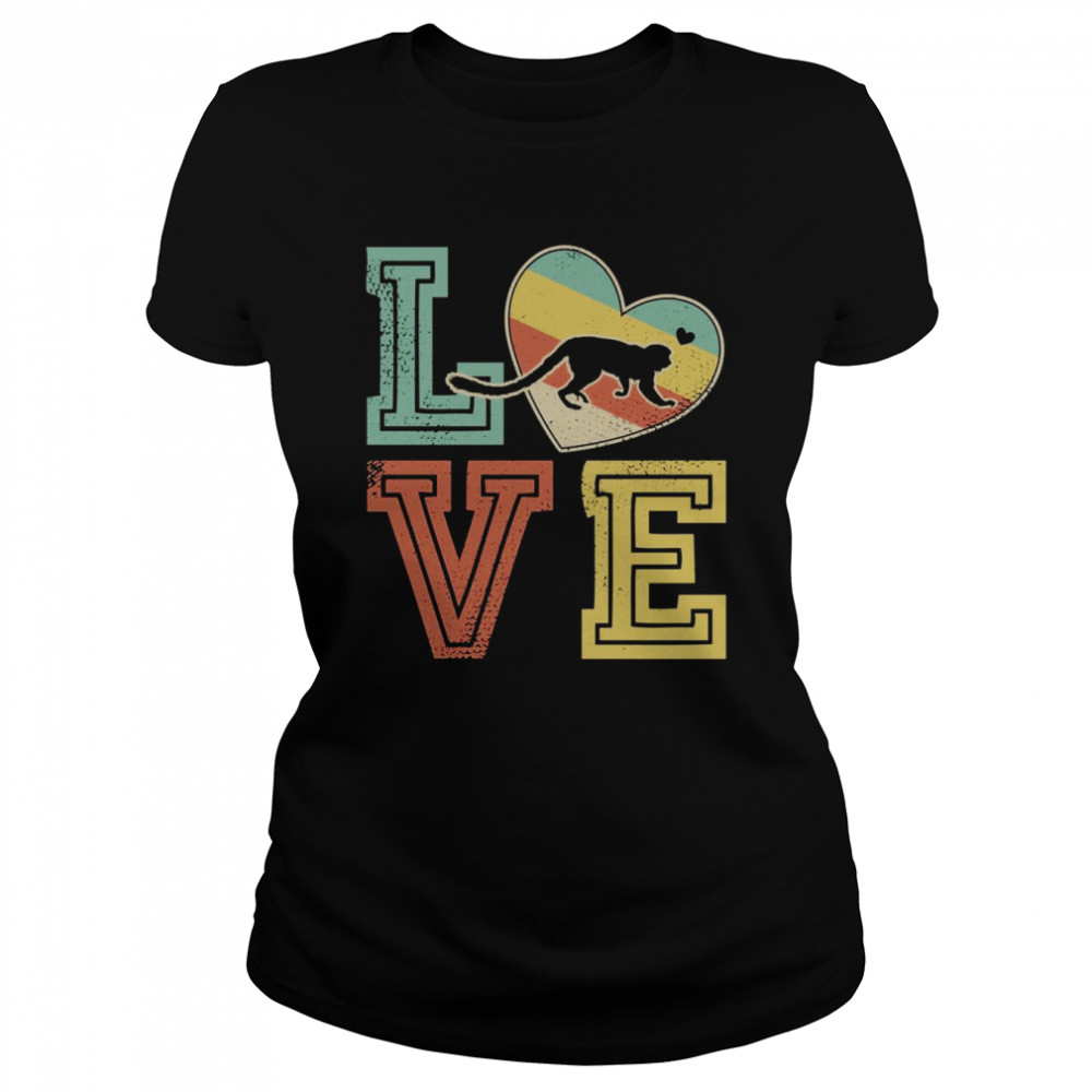 Vintage Retro Love Monkey Animals Couple Valentines  Classic Women's T-shirt