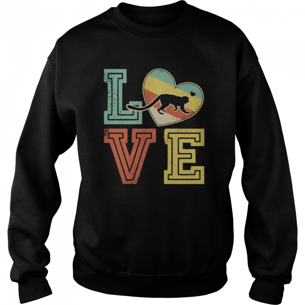 Vintage Retro Love Monkey Animals Couple Valentines  Unisex Sweatshirt