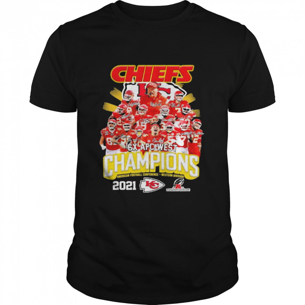 Chiefs Team 6X AFC West Champions 2021 AFC Western Division Championship Signatures shirt