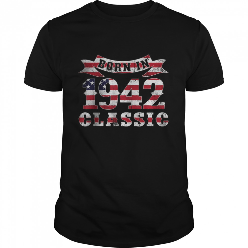 Vintage USA Flag Classic 1942 80th Birthday Born In 1942 T-Shirt