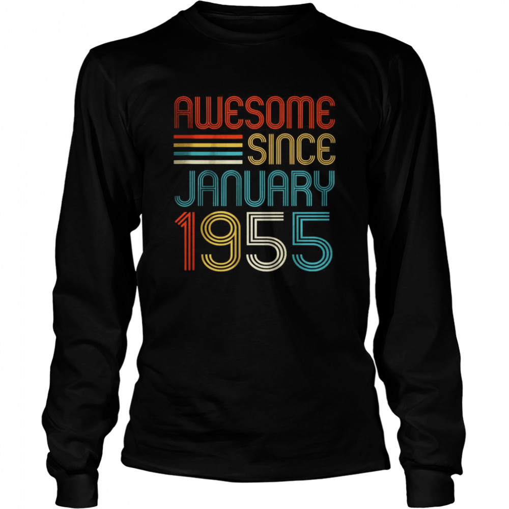 Awesome Since January 1955 67th Birthday Retro Long Sleeved T-shirt